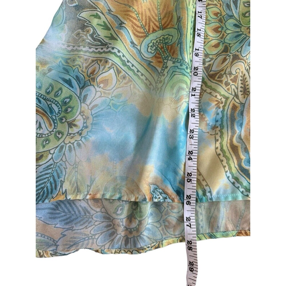 Chico's Sheer Button Up Shirt Womens 2 Long Sleeve Watercolor Floral Paisley - Picture 3 of 4
